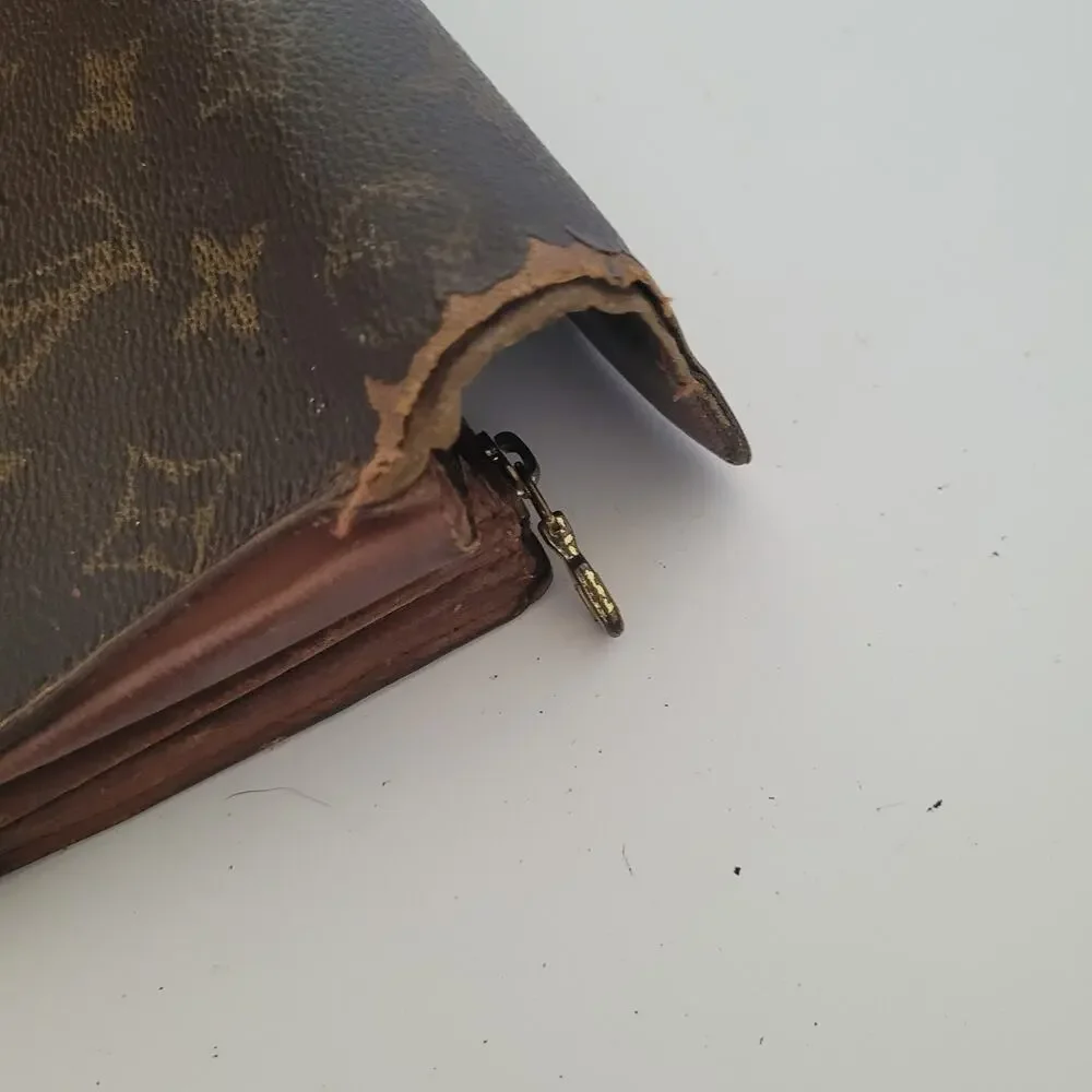 Authentic‎ LOUIS VUITTON LV Vintage Monogram Sarah Wallet Envelope Leather Large